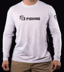 13 Fishing Man-Tooth Performance LS T-Shirt - White/Black - Small