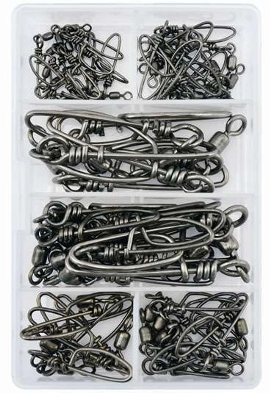 AFW TKB00009 Mighty Mini Stainless Steel Snap Swivels Kit 62 Pieces 2 AFW TKB00009 Mighty Mini Stainless Steel Snap Swivels Kit 62 Pieces - Image 2
