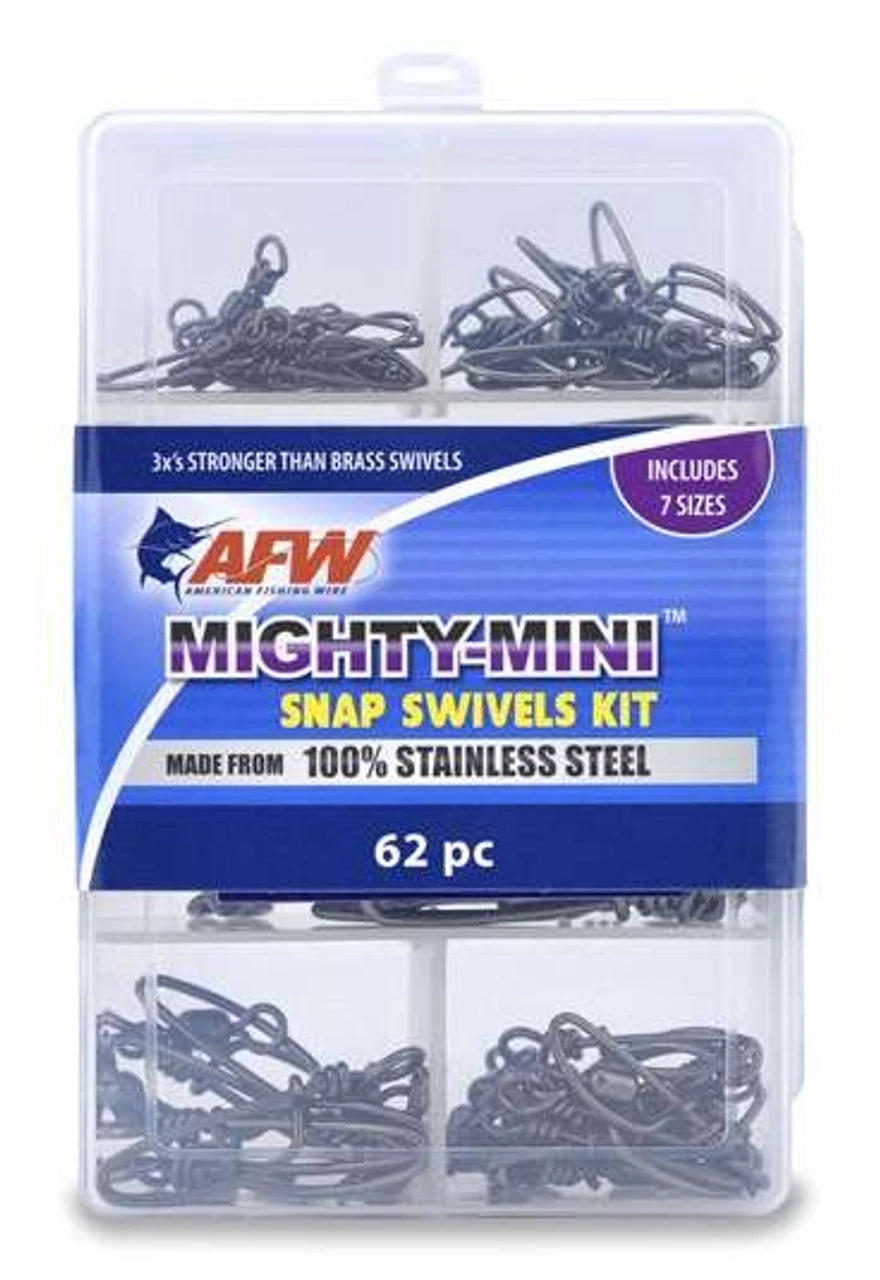AFW TKB00009 Mighty Mini Stainless Steel Snap Swivels Kit 62 Pieces 1 AFW TKB00009 Mighty Mini Stainless Steel Snap Swivels Kit 62 Pieces