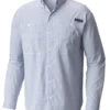 Columbia PFG Super Tamiami Long Sleeve Shirt - Vivid Blue Mini Plaid