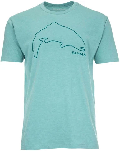 Simms Trout Outline T-Shirt - Oil Blue Heather 1 Simms Trout Outline T-Shirt - Oil Blue Heather